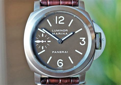 panerai titanium tobacco dial|Panerai 44mm titanium.